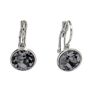 Silvertone and Silvernight Swarovski Crystal Leverback Everyday Earrings